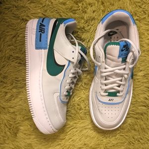 Like New, Nike Air Force 1's Sz. 8 Gray, Green, Light Blue